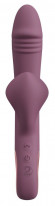 Сливовый вибратор с клиторальным отростком и анальным хвостом Slim Triple Plum - 21,4 см.