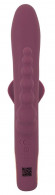 Сливовый вибратор с клиторальным отростком и анальным хвостом Slim Triple Plum - 21,4 см.