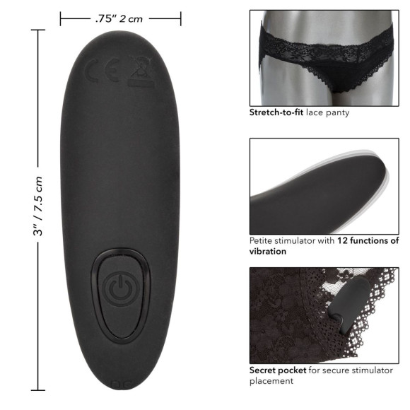 Черные кружевные трусики с вибромассажером Remote Control Panty Set L/XL Черные кружевные трусики с вибромассажером Remote Control Panty Set L/XL