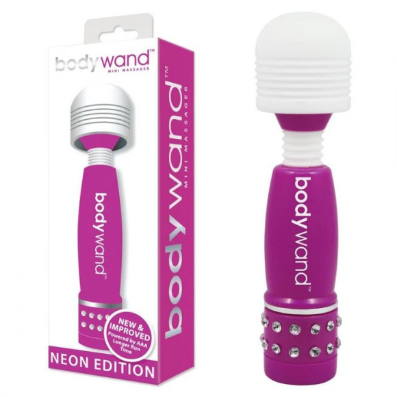Фиолетово-белый жезловый мини-вибратор с кристаллами Mini Massager Neon Edition Фиолетово-белый жезловый мини-вибратор с кристаллами Mini Massager Neon Edition