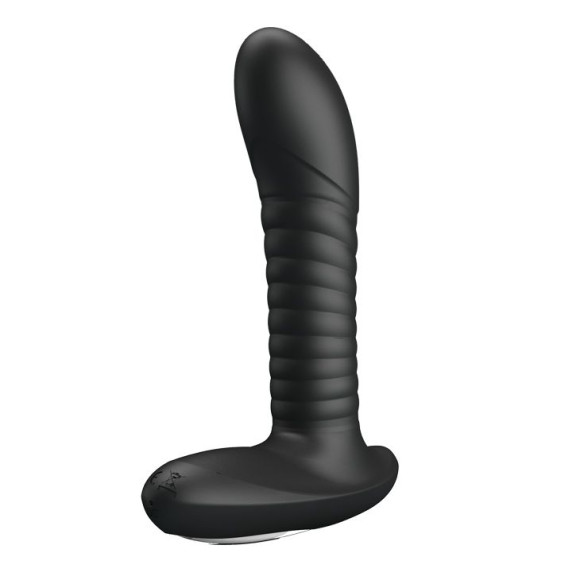 Мощный черный анальный вибратор с эффектом римминга Merlin - 15,9 см. Мощный черный анальный вибратор с эффектом римминга Merlin - 15,9 см.