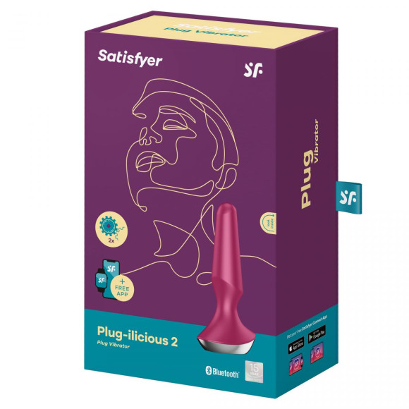 Малиновая анальная пробка с вибрацией Satisfyer Plug-ilicious 2 - 14 см. Малиновая анальная пробка с вибрацией Satisfyer Plug-ilicious 2 - 14 см.