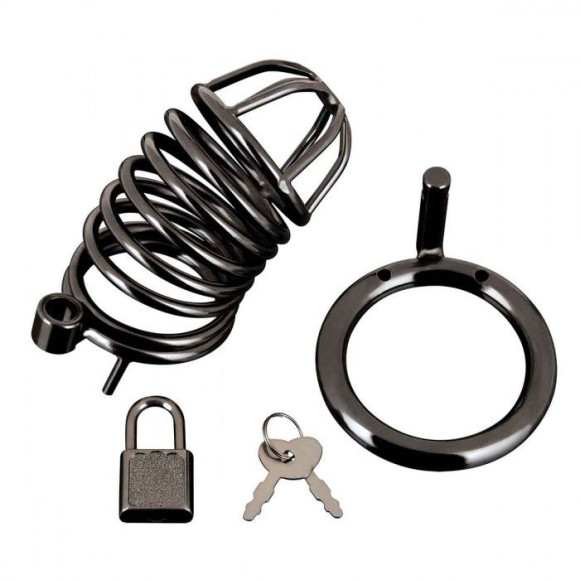 Черная металлическая клетка с замком Deluxe Chastity Cage Черная металлическая клетка с замком Deluxe Chastity Cage
