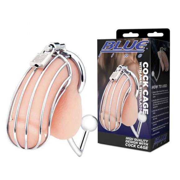 Серебристая металлическая клетка с анальным стимулятором Cock Cage Серебристая металлическая клетка с анальным стимулятором Cock Cage