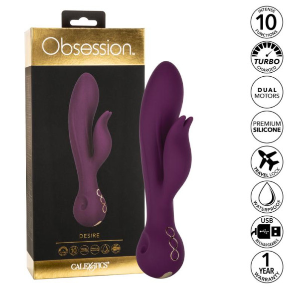 Фиолетовый вибратор-кролик Desire - 22,25 см. Фиолетовый вибратор-кролик Desire - 22,25 см.