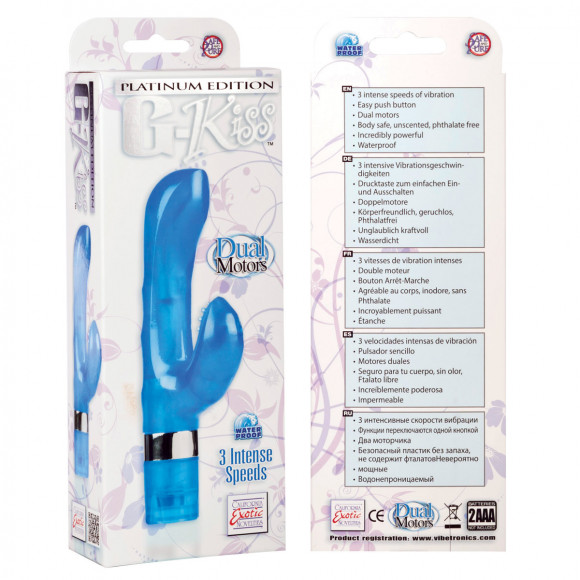Вибратор голубого цвета PLATINUM EDITION G-KISS Вибратор голубого цвета PLATINUM EDITION G-KISS
