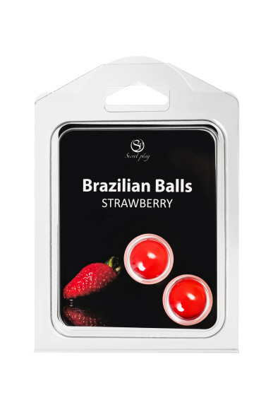 Набор из 2 шариков с массажным маслом Brazilian Balls с ароматом клубники Набор из 2 шариков с массажным маслом Brazilian Balls с ароматом клубники