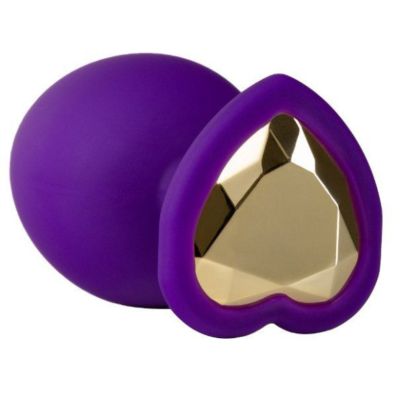 Фиолетовая анальная пробка с золотистым кристаллом-сердцем Bling Plug Small - 7,6 см. Фиолетовая анальная пробка с золотистым кристаллом-сердцем Bling Plug Small - 7,6 см.