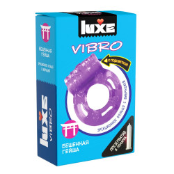 Лиловое эрекционное виброкольцо Luxe VIBRO «Бешеная Гейша» + презерватив Лиловое эрекционное виброкольцо Luxe VIBRO «Бешеная Гейша» + презерватив