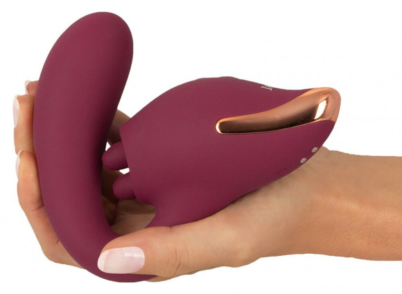Малиновый вибратор с подвижными язычками 2 Function Vibrator - 20,6 см.