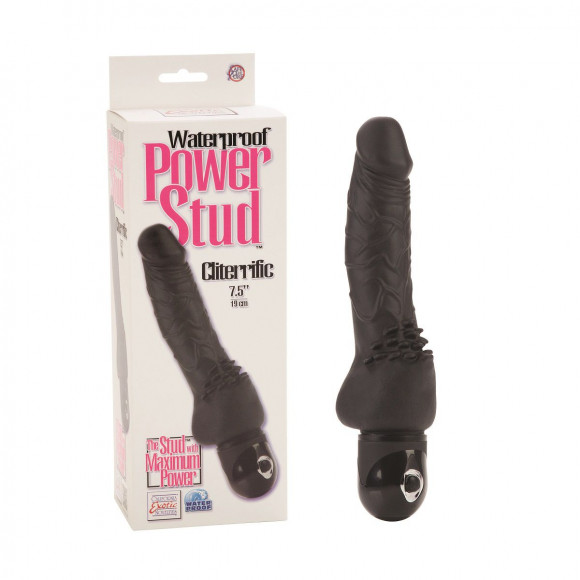 Черный виброфаллос POWER STUD с шипами для массажа клитора - 19 см. Черный виброфаллос POWER STUD с шипами для массажа клитора - 19 см.