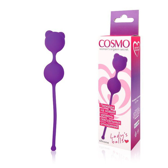 Фиолетовые вагинальные шарики с ушками Cosmo Фиолетовые вагинальные шарики с ушками Cosmo