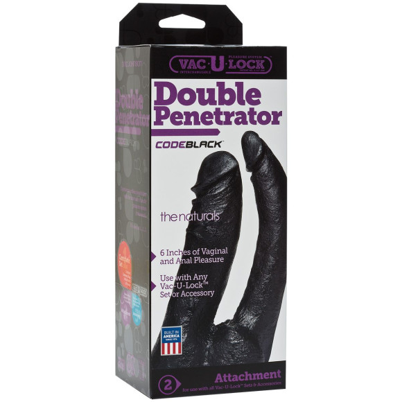 Черная насадка-фаллоимитатор для двойной стимуляции Double Penetrator - 16 см. Черная насадка-фаллоимитатор для двойной стимуляции Double Penetrator - 16 см.
