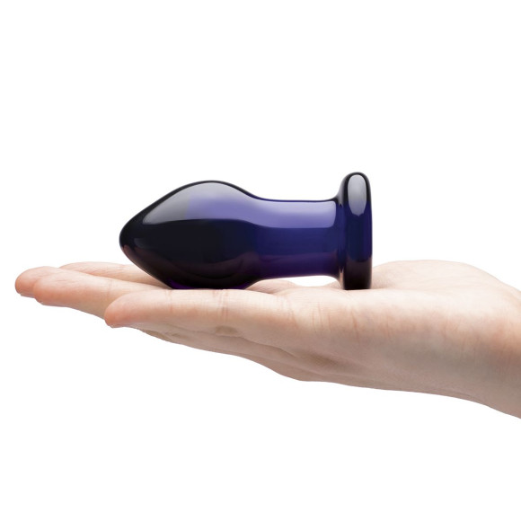 Синий стеклянный анальный вибратор с пультом ДУ - 9,5 см. Синий стеклянный анальный вибратор с пультом ДУ - 9,5 см.
