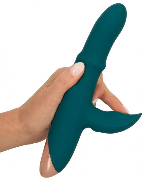 Зеленый вибратор-кролик с подвижным кольцом Thumping Rabbit Vibrator - 22,7 см. Зеленый вибратор-кролик с подвижным кольцом Thumping Rabbit Vibrator - 22,7 см.