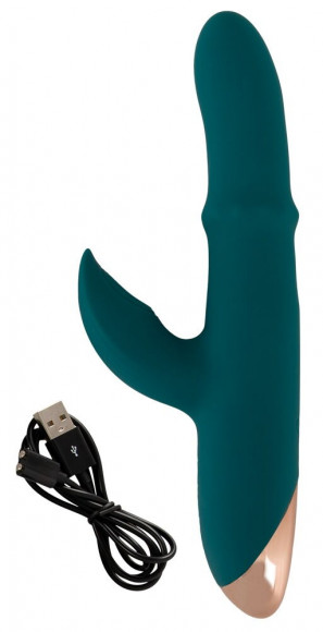 Зеленый вибратор-кролик с подвижным кольцом Thumping Rabbit Vibrator - 22,7 см. Зеленый вибратор-кролик с подвижным кольцом Thumping Rabbit Vibrator - 22,7 см.