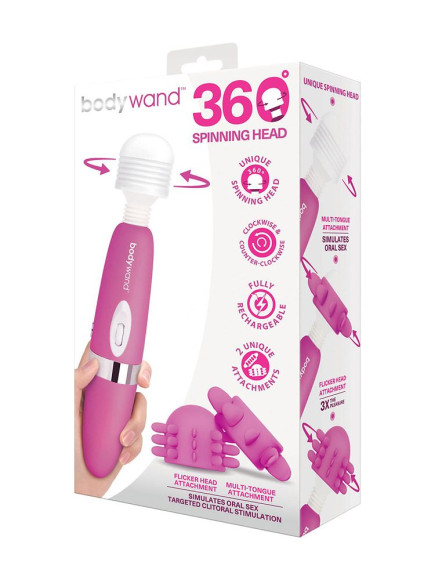 Розовый ротационный жезловый вибратор с двумя насадками 360° Spinning Head Wand Massager Set Розовый ротационный жезловый вибратор с двумя насадками 360° Spinning Head Wand Massager Set