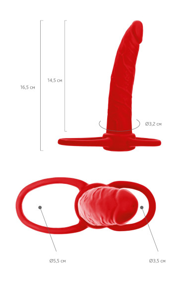 Красная насадка на пенис для двойного проникновения Black&Red - 16,5 см. Красная насадка на пенис для двойного проникновения Black&Red - 16,5 см.