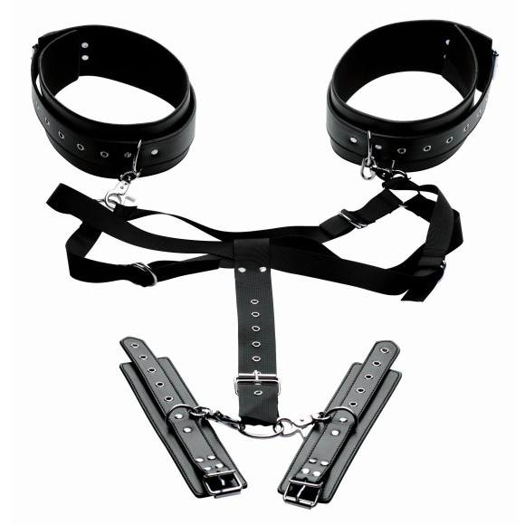 Черная бондажная система Acquire Easy Access Thigh Harness with Wrist Cuffs Черная бондажная система Acquire Easy Access Thigh Harness with Wrist Cuffs