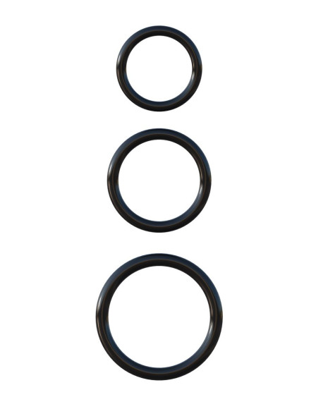 Набор из трех черных эрекционных колец Silicone 3-Ring Stamina Set Набор из трех черных эрекционных колец Silicone 3-Ring Stamina Set