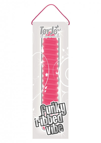 Розовый вибромассажер FUNKY RIBBED VIBE - 15 см. Розовый вибромассажер FUNKY RIBBED VIBE - 15 см.