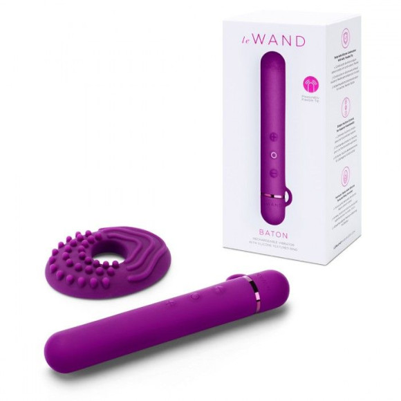 Фиолетовый мини-вибратор Le Wand Baton с текстурированной насадкой - 11,9 см. Фиолетовый мини-вибратор Le Wand Baton с текстурированной насадкой - 11,9 см.
