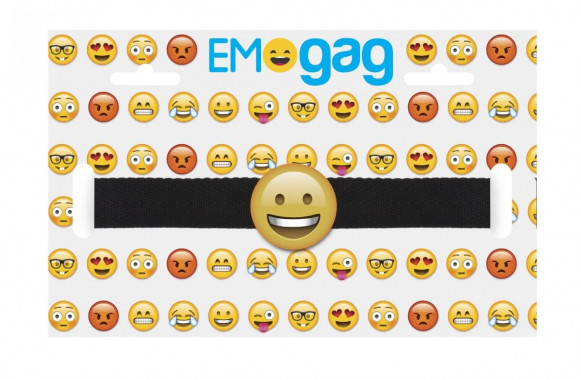 Кляп-смайлик Smiley Emoji с черными лентами Кляп-смайлик Smiley Emoji с черными лентами