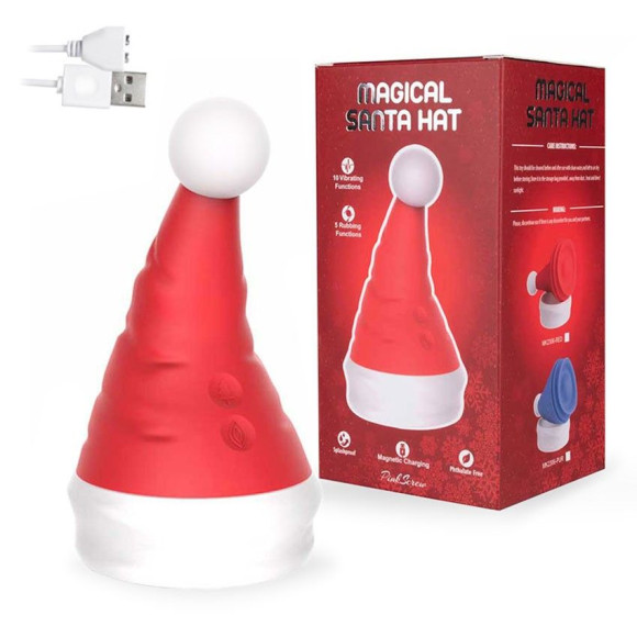 Красный вибростимулятор в форме колпака Magical Santa Hat Красный вибростимулятор в форме колпака Magical Santa Hat