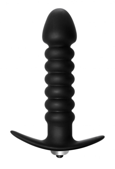 Чёрная анальная вибропробка Twisted Anal Plug - 13 см. Чёрная анальная вибропробка Twisted Anal Plug - 13 см.