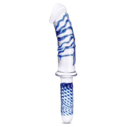 Прозрачно-синий двусторонний стимулятор 11  Realistic Double Ended Dildo - 28 см.