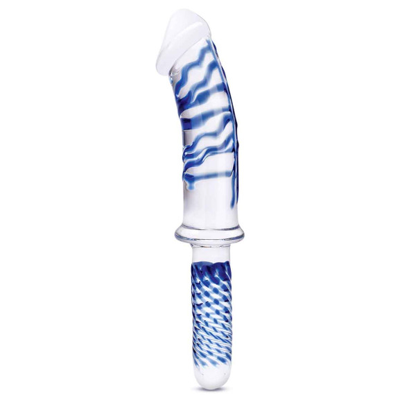 Прозрачно-синий двусторонний стимулятор 11  Realistic Double Ended Dildo - 28 см.