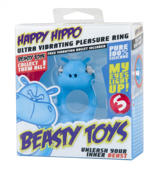 Голубое виброкольцо на пенис Happy Hippo Голубое виброкольцо на пенис Happy Hippo