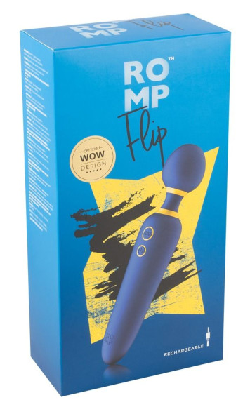 Синий вибромассажер с круглой головкой Romp Flip - 23 см. Синий вибромассажер с круглой головкой Romp Flip - 23 см.