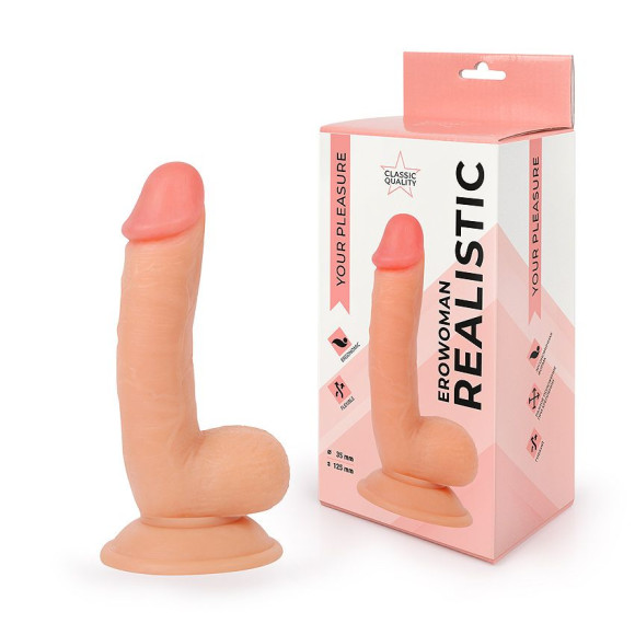 Телесный реалистичный фаллоимитатор Erowoman - 18 см. Телесный реалистичный фаллоимитатор Erowoman - 18 см.