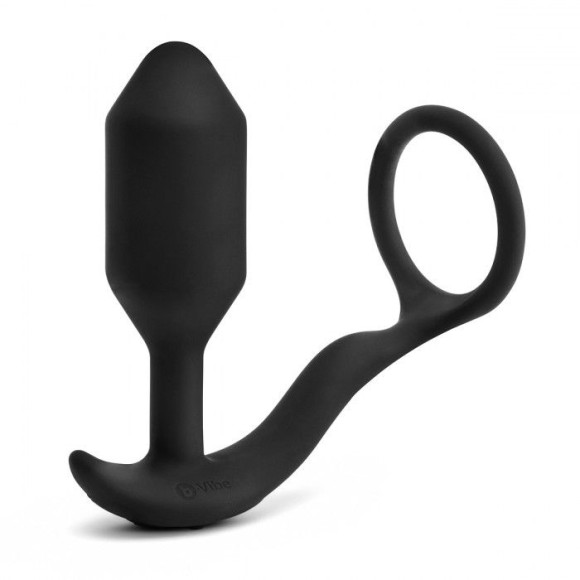 Черная анальная вибропробка с эрекционным кольцом Vibrating Snug & Tug M Черная анальная вибропробка с эрекционным кольцом Vibrating Snug & Tug M
