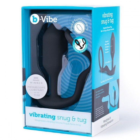 Черная анальная вибропробка с эрекционным кольцом Vibrating Snug & Tug M Черная анальная вибропробка с эрекционным кольцом Vibrating Snug & Tug M