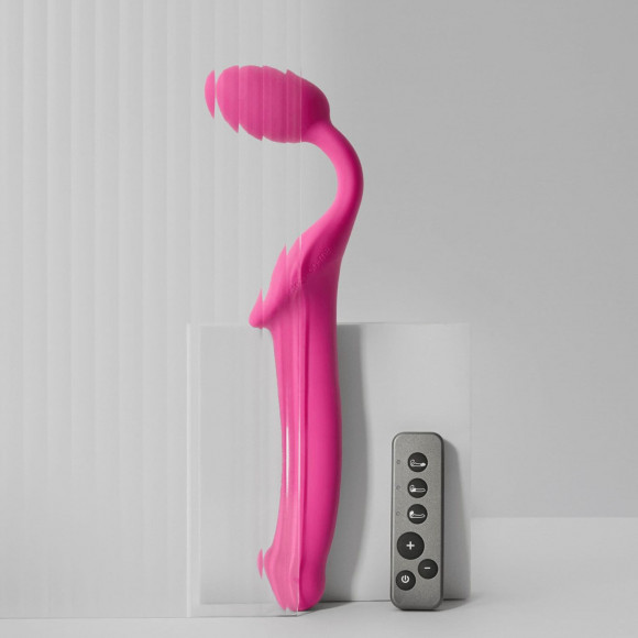 Ярко-розовый безремневой страпон Strap-on-me Vibrating Bendable Strap-On size M Ярко-розовый безремневой страпон Strap-on-me Vibrating Bendable Strap-On size M