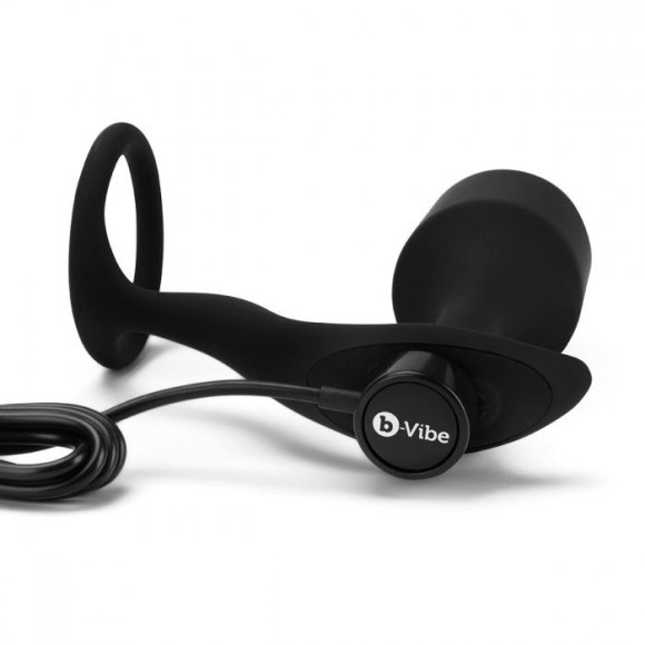 Черная анальная вибропробка с эрекционным кольцом Vibrating Snug & Tug XL Черная анальная вибропробка с эрекционным кольцом Vibrating Snug & Tug XL