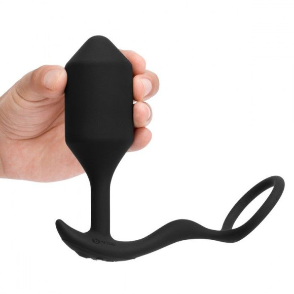 Черная анальная вибропробка с эрекционным кольцом Vibrating Snug & Tug XL Черная анальная вибропробка с эрекционным кольцом Vibrating Snug & Tug XL