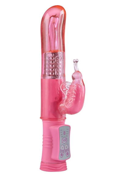 Розовый вибратор Happy Hugging Butterfly - 22,5 см. Розовый вибратор Happy Hugging Butterfly - 22,5 см.