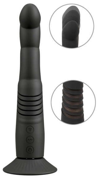 Черный вибратор с поступательными движениями G and P-Spot Thrusting Vibrator - 23 см. Черный вибратор с поступательными движениями G and P-Spot Thrusting Vibrator - 23 см.