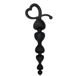Чёрная анальная цепочка с звеньями-сердечками HEARTY ANAL WAND SILICONE - 18 см. Чёрная анальная цепочка с звеньями-сердечками HEARTY ANAL WAND SILICONE - 18 см.