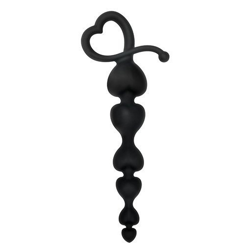 Чёрная анальная цепочка с звеньями-сердечками HEARTY ANAL WAND SILICONE - 18 см. Чёрная анальная цепочка с звеньями-сердечками HEARTY ANAL WAND SILICONE - 18 см.