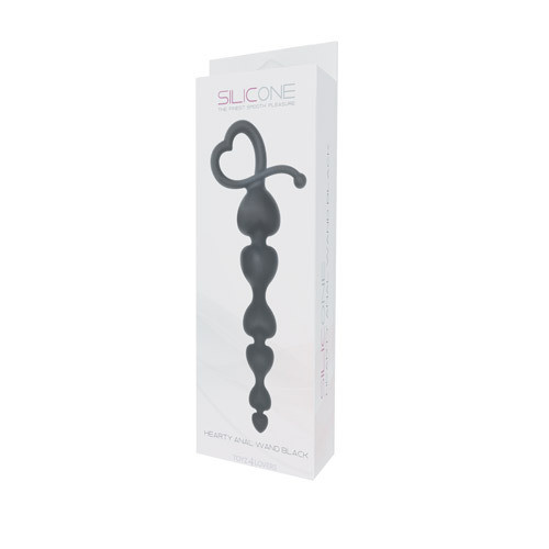 Чёрная анальная цепочка с звеньями-сердечками HEARTY ANAL WAND SILICONE - 18 см. Чёрная анальная цепочка с звеньями-сердечками HEARTY ANAL WAND SILICONE - 18 см.