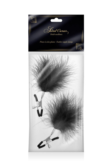 Зажимы на соски с черными пуховыми кисточками Sweet Caress Feather Nipple Clumps Зажимы на соски с черными пуховыми кисточками Sweet Caress Feather Nipple Clumps