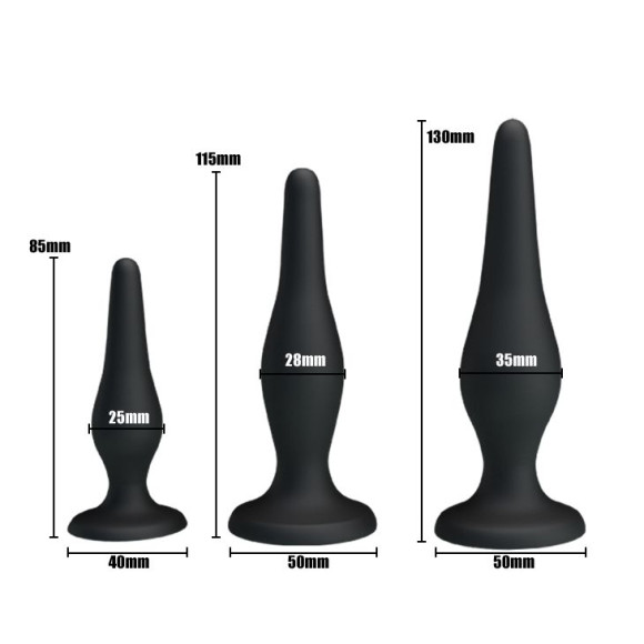Набор из 3 силиконовых анальных пробок для начинающих Mini Anal Kit Набор из 3 силиконовых анальных пробок для начинающих Mini Anal Kit