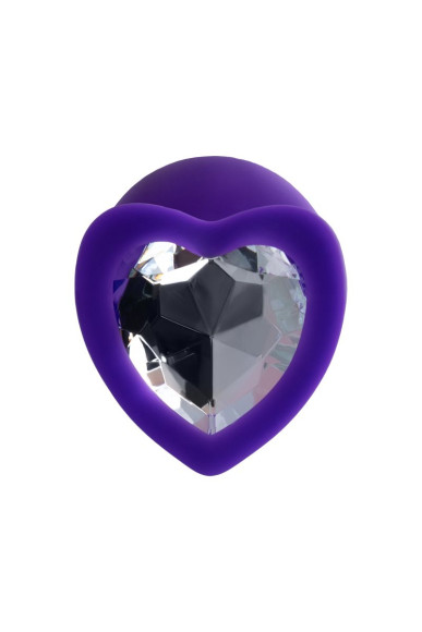 Фиолетовая анальная втулка Diamond Heart с прозрачным кристаллом - 8 см. Фиолетовая анальная втулка Diamond Heart с прозрачным кристаллом - 8 см.