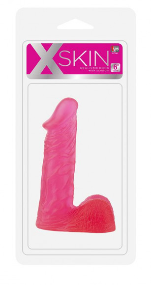 Розовый гелевый фаллоимитатор XSKIN 6 PVC DONG - 15 см. Розовый гелевый фаллоимитатор XSKIN 6 PVC DONG - 15 см.