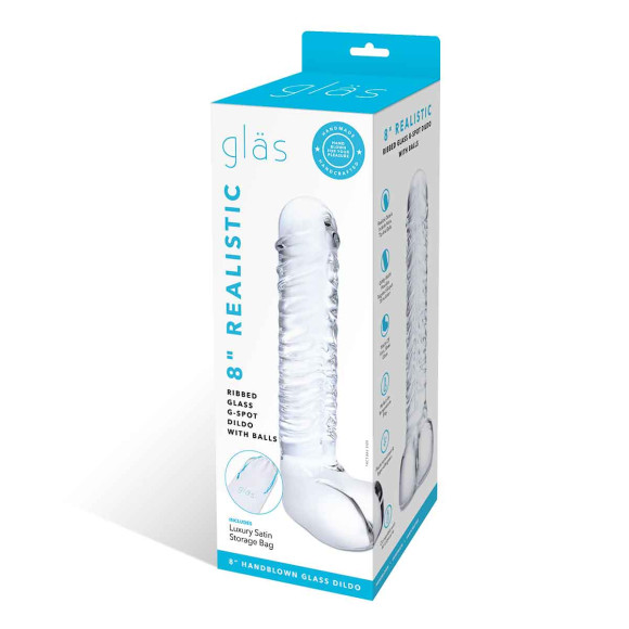 Прозрачный фаллоимитатор 8 Realistic Ribbed Glass Dildo - 20,3 см. Прозрачный фаллоимитатор 8 Realistic Ribbed Glass Dildo - 20,3 см.