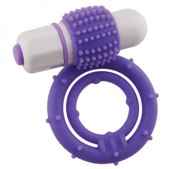 Фиолетовое виброкольцо с шишечками NEON EUPHORIA CLITORAL RING PURPLE
